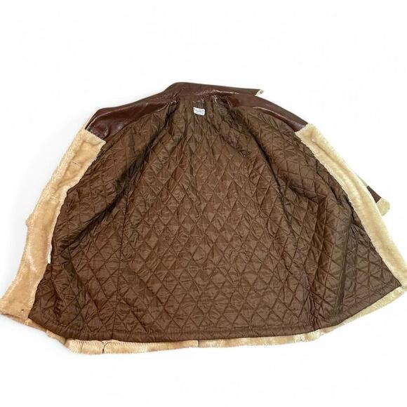 Vintage 70s Fingerhut Women’s 14 Faux Fur Leather Collar Coat Retro Jacket - Picture 8 of 8